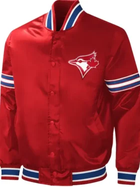 Toronto Blue Jays Red Starter Slider Varsity Jacket