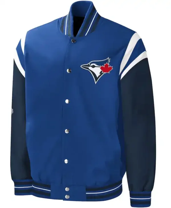 Toronto Blue Jays Starter Royal And Navy Satin Varsity Jacket