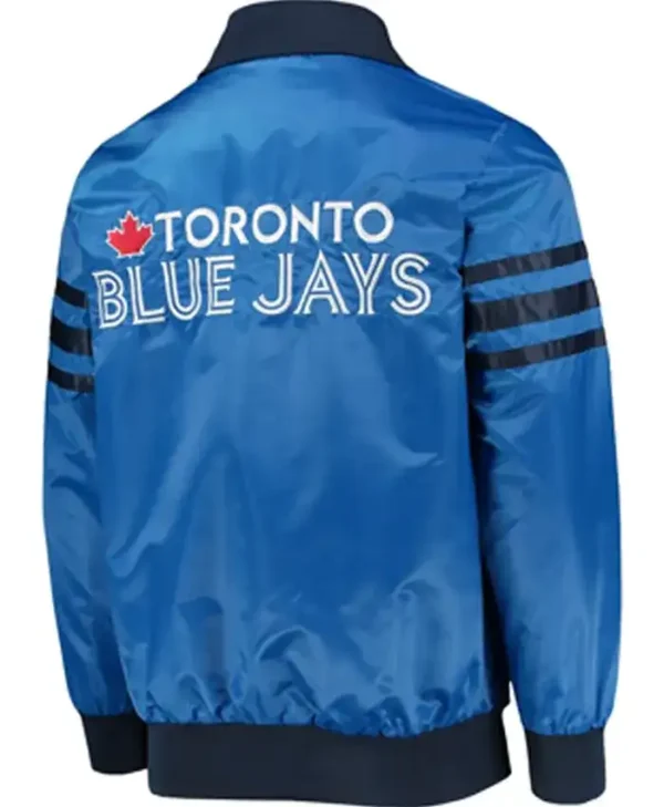 Toronto Blue Jays Starter Satin Blue Bomber Jacket Back