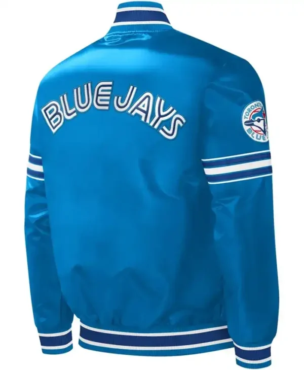 Toronto Blue Jays Starter Slider Blue Satin Varsity Jacket Back