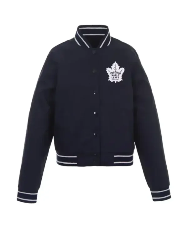 Toronto Maple Leafs Front Hit Poly Twill Varsity Jacket