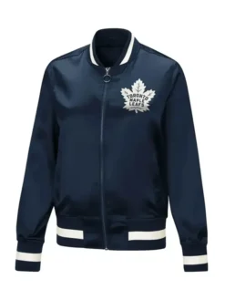 Toronto Maple Leafs G III 4 Blue Satin Vintage Bomber Jacket