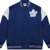 Toronto Maple Leafs Heavyweight Blue and White Satin Varsity Jacket