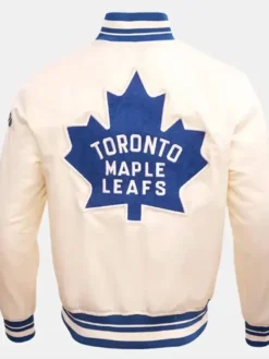 Toronto Maple Leafs Retro Classic Rib Off White Jacket Back