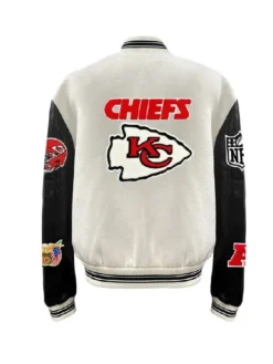 Travis Kelce Black and White Varsity Jacket Back