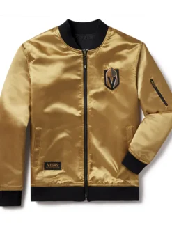Trey Willms Vegas Golden Knights Gold Satin Bomber Jacket