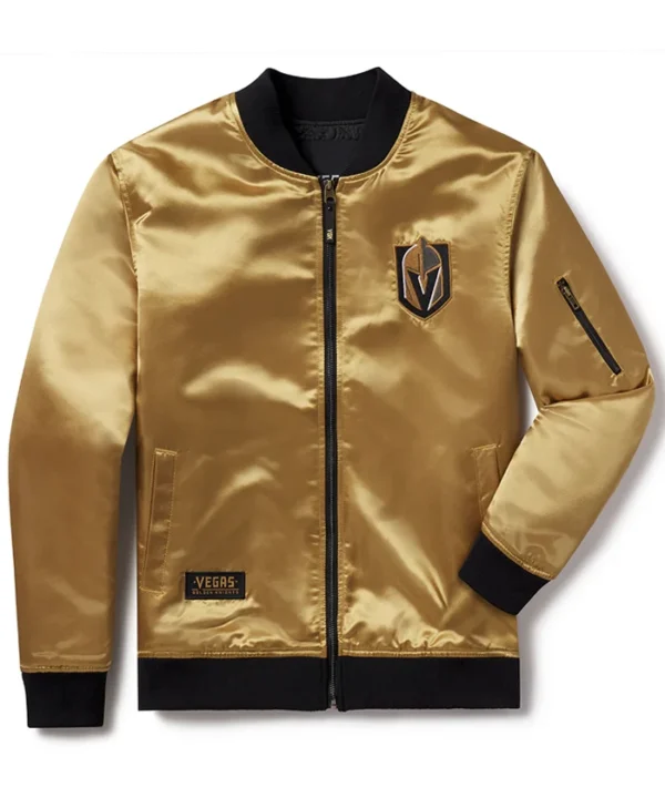 Trey Willms Vegas Golden Knights Gold Satin Bomber Jacket