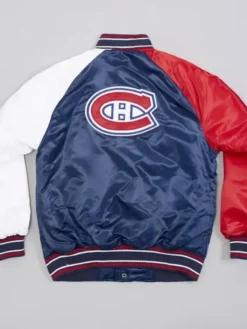 Trudie Montreal Canadiens Youth Satin Varsity Jacket Back
