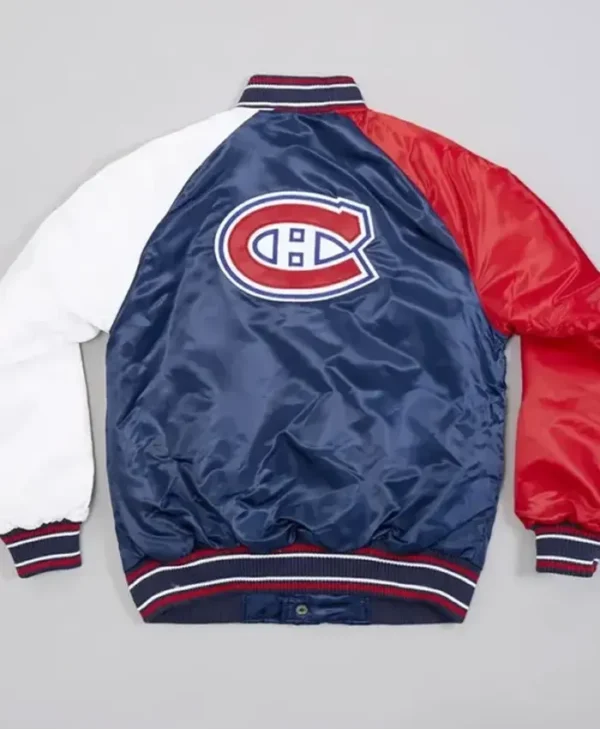 Trudie Montreal Canadiens Youth Satin Varsity Jacket Back