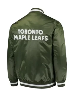 Trycia Dare Toronto Maple Leafs Green Satin Varsity Jacket Back