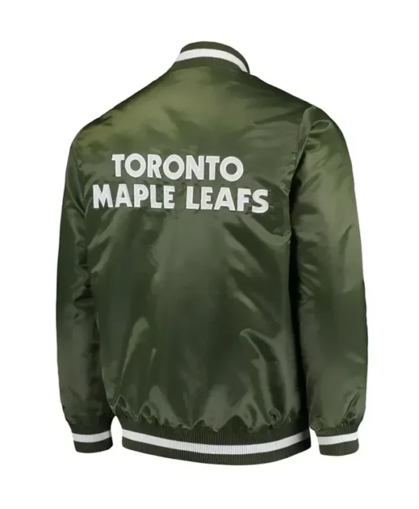 Trycia Dare Toronto Maple Leafs Green Satin Varsity Jacket Back