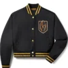 Vegas Golden Knights Black Wool Letterman Jacket