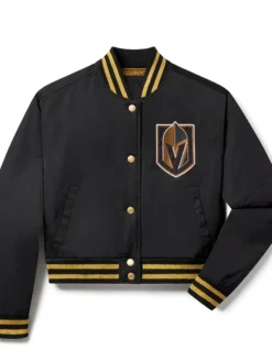 Vegas Golden Knights Black Wool Letterman Jacket