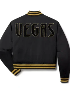 Vegas Golden Knights Black Wool Letterman Jacket Back