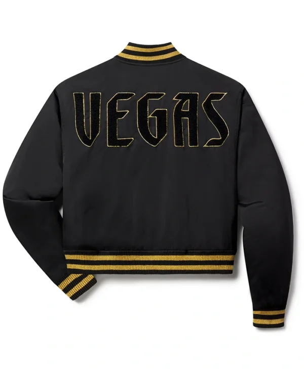 Vegas Golden Knights Black Wool Letterman Jacket Back