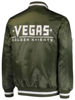 Vegas Golden Knights Satin Green Starter Varsity Jacket Back