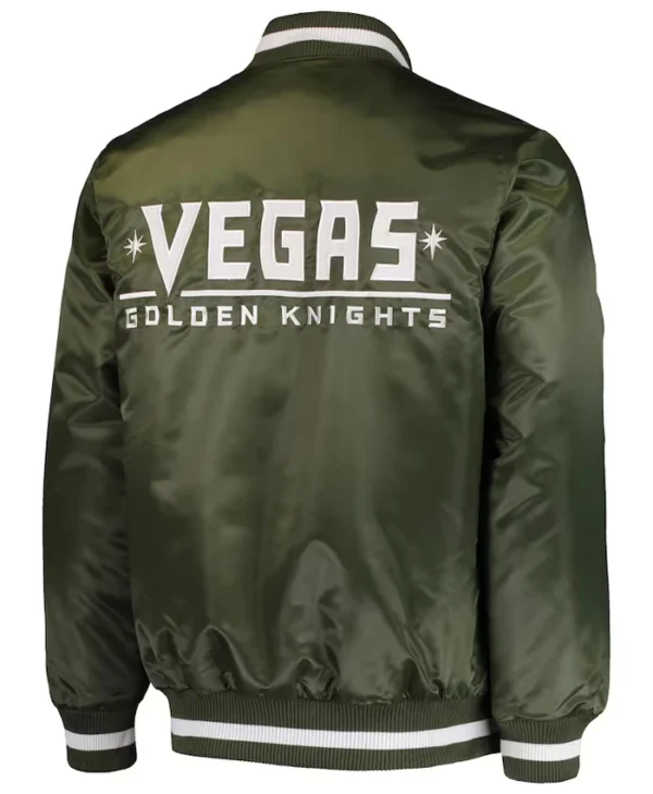 Vegas Golden Knights Satin Green Starter Varsity Jacket Back