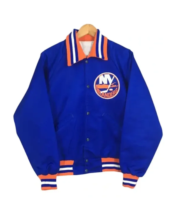 Vintage 90s New York Islanders Blue Varsity Jacket