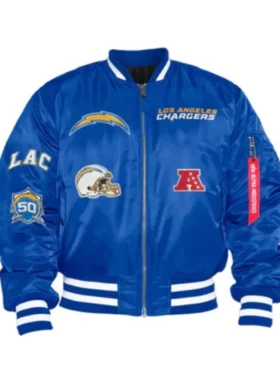 Waelchi Los Angeles Chargers Blue Bomber Jacket