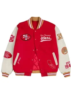 Waldo Varsity San Francisco 49ers Red Letterman Jacket
