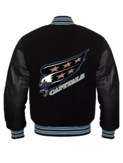 Washington Capitals Black Wool Letterman Varsity Jacket Back