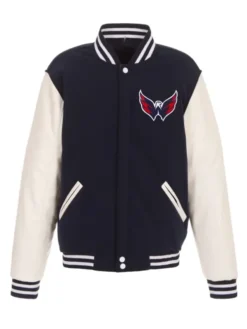Washington Capitals Wool Black and White Varsity Jacket