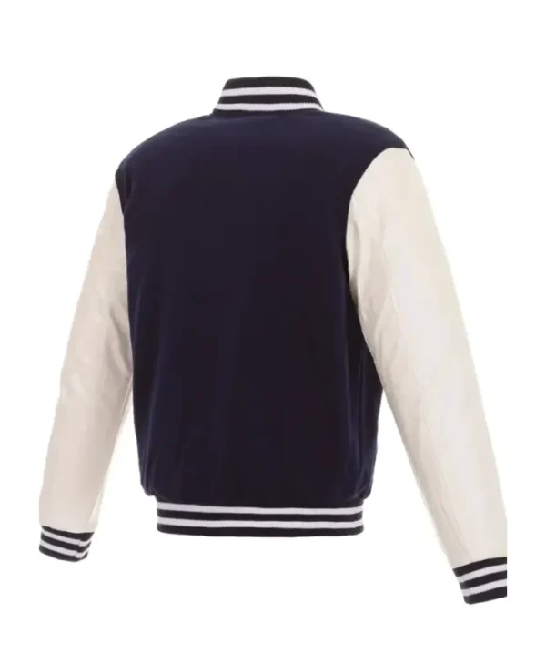 Washington Capitals Wool Black and White Varsity Jacket Back