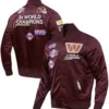 Washington Commanders Championship Burgundy Satin Varsity Jacket