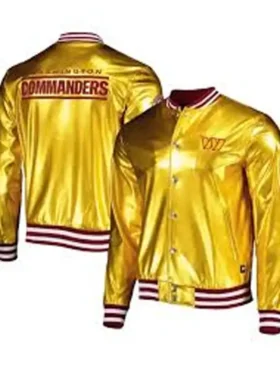 Washington Commanders Golden Satin Varsity Jacket