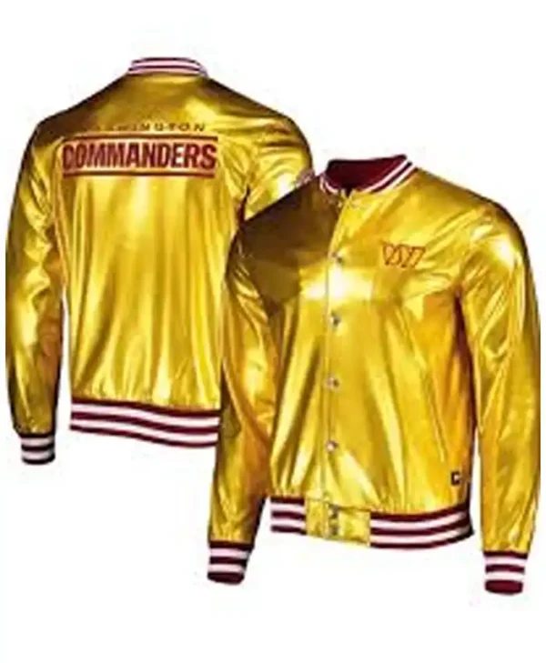 Washington Commanders Golden Satin Varsity Jacket
