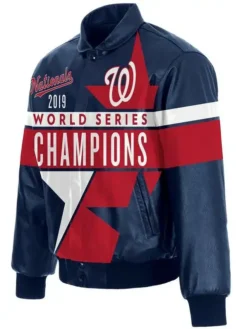 Washington Nationals Champions Nationals Black Leather Jacket