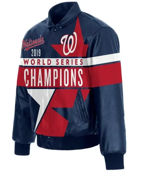 Washington Nationals Champions Nationals Black Leather Jacket