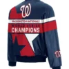 Washington Nationals Champions Nationals Black Leather Jacket Back