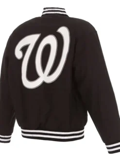 Washington Nationals Classic Brown Wool Varsity Jacket Back