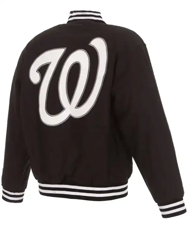 Washington Nationals Classic Brown Wool Varsity Jacket Back