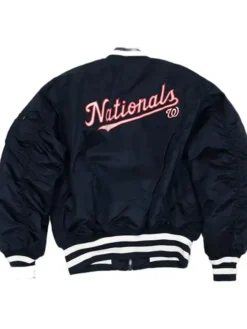 Washington Nationals Ma 1 Navy Blue Varsity Jacket Back