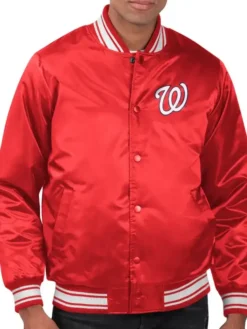 Washington Nationals Red Satin Varsity Jacket