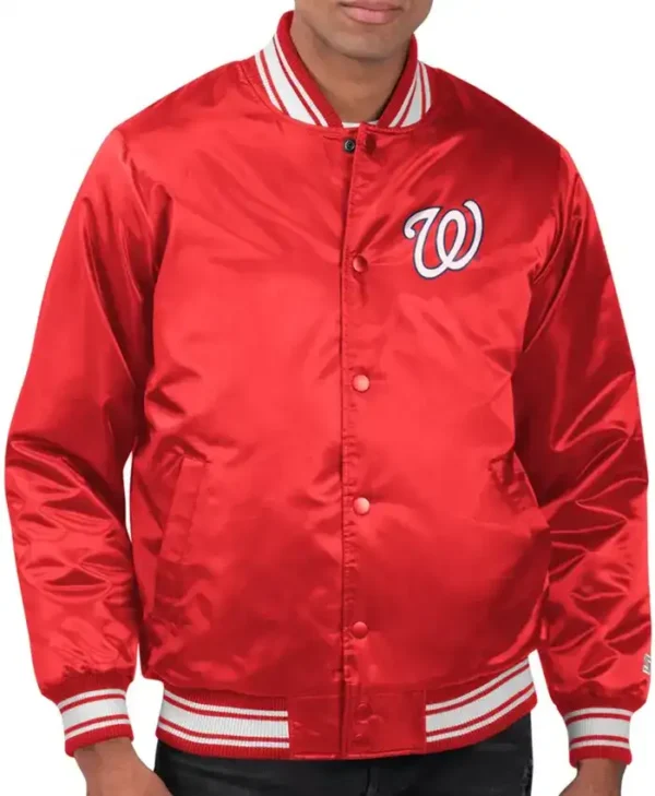 Washington Nationals Red Satin Varsity Jacket