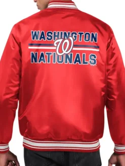 Washington Nationals Red Satin Varsity Jacket Back