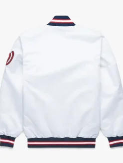 Washington Nationals White Starter Full Snap Varsity Jacket Back