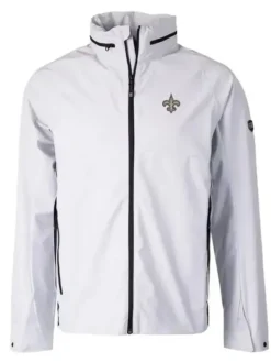 White New Orleans Saints White Track Zip Jacket