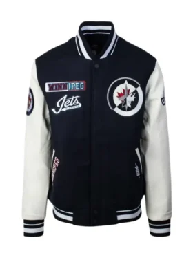 Winnipeg Jets Black And White Letterman Varsity Jacket