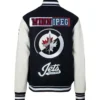 Winnipeg Jets Black And White Letterman Varsity Jacket Back