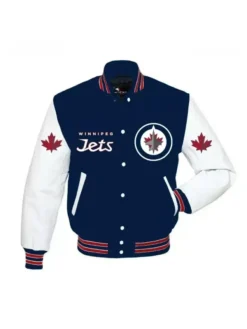 Winnipeg Jets Blue And White Letterman Varsity Jacket