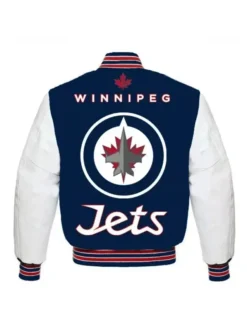 Winnipeg Jets Blue And White Letterman Varsity Jacket Back