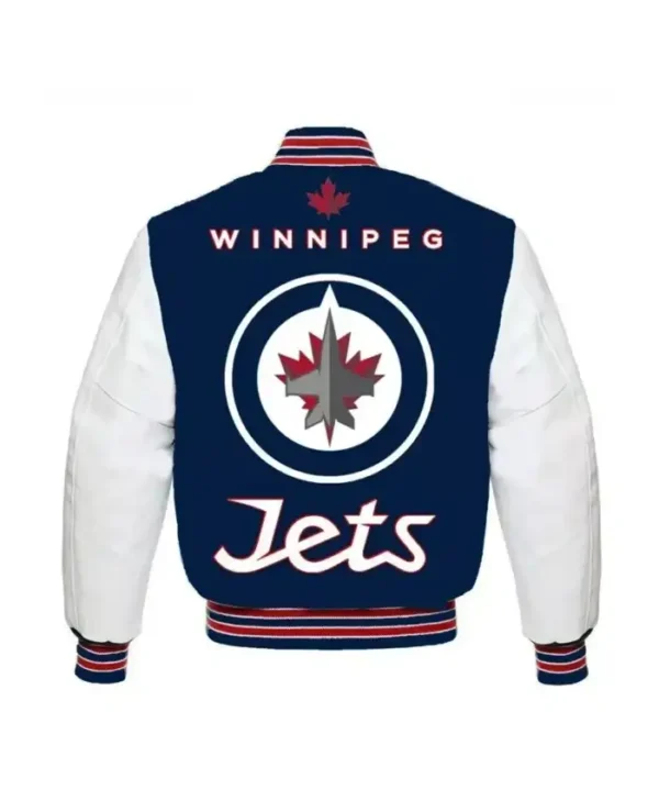 Winnipeg Jets Blue And White Letterman Varsity Jacket Back