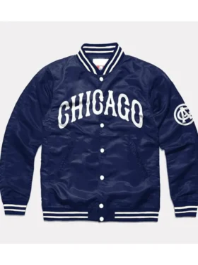Chicago American Giants Script Blue Satin Varsity Jacket