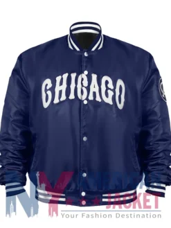 Chicago American Giants Script Blue Varsity Satin Jacket