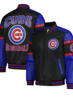 Chicago Cubs Baseball Leather Zipper Bomber Jacket