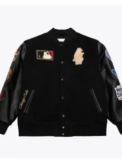 Chicago Cubs Black Out Vintage Logo Wool Varsity Jacket